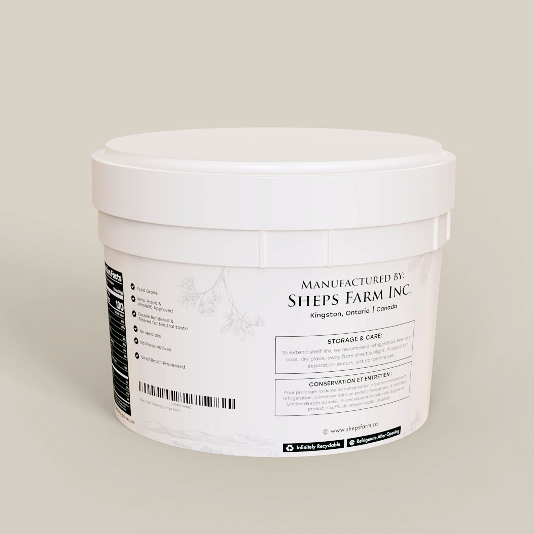 Fresh April 2025 Beef Tallow 4lb – Triple Filtered by Sheps Farm – Local Ontario Beef – Cooking Fat for Frying and Baking – Halal Certified – No Preservatives – Keto & Paleo Friendly